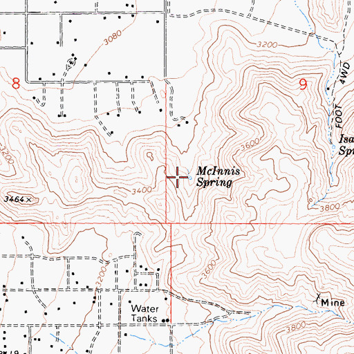 Topographic Map of McInnis Spring, CA