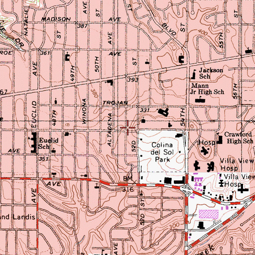 Topographic Map of Sudanese American Presbyterian Church, CA