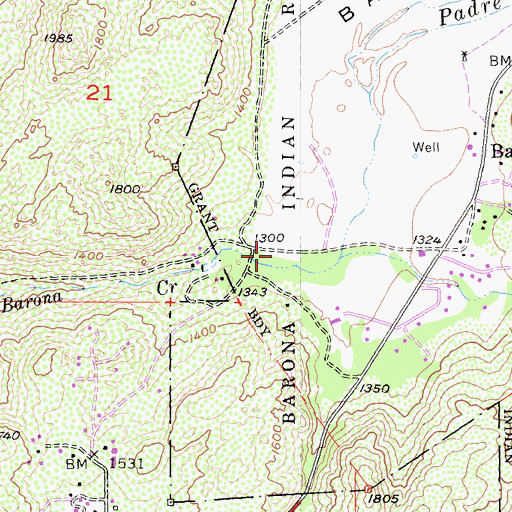Topographic Map of Tekakwitcha Church, CA