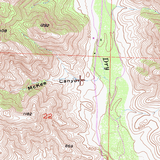 Topographic Map of McKee Canyon, CA