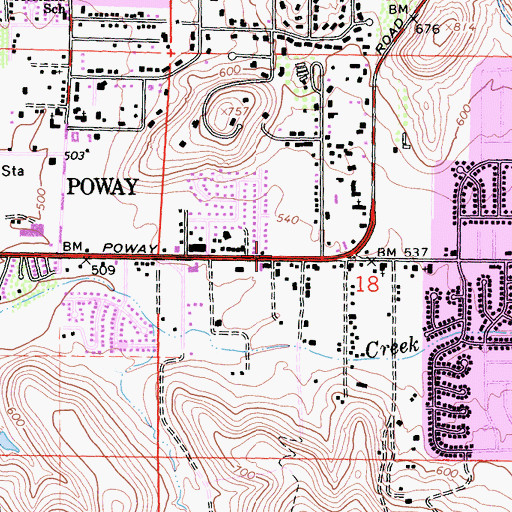 Topographic Map of The Life Church of North County, CA