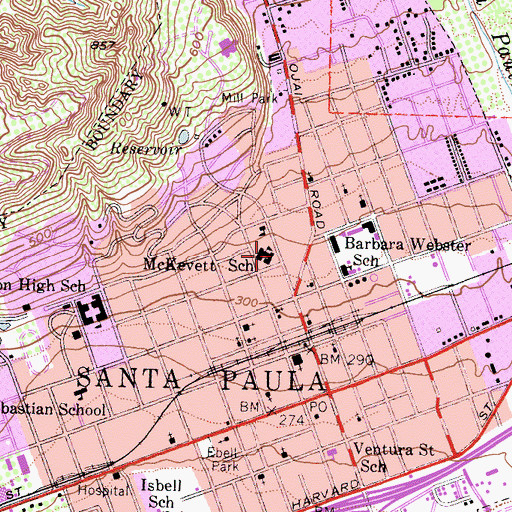 Topographic Map of McKevett Elementary School, CA