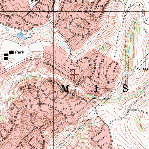 Topographic Map of Tierrasanta Seventh Day Adventist Church, CA