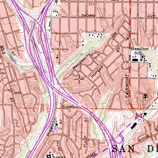 Topographic Map of True Faith Baptist Church, CA