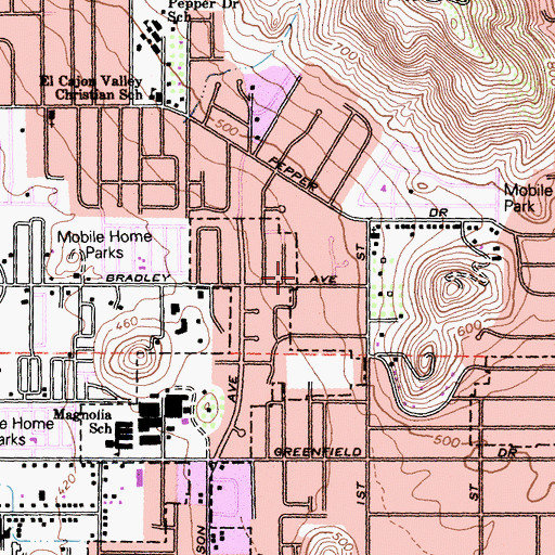 Topographic Map of Victory Chapel Foursquare Church, CA
