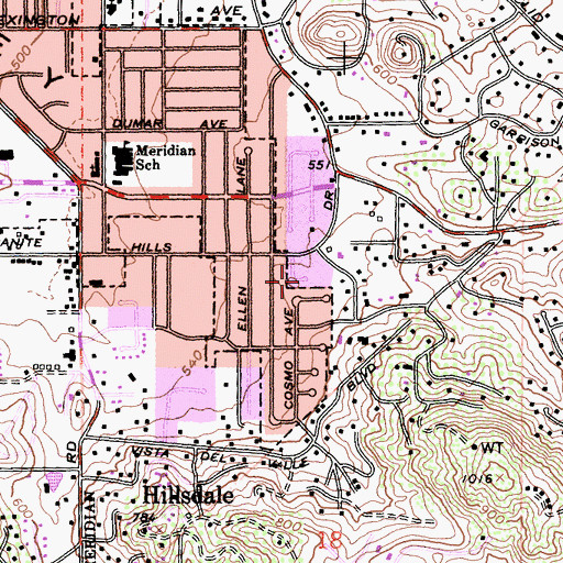 Topographic Map of Way of Life Church, CA