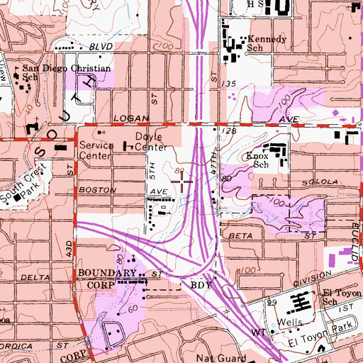 Topographic Map of Interchange 11A, CA