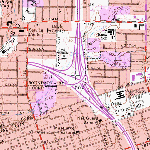 Topographic Map of Interchange 11B, CA