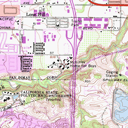 Topographic Map of McKinley Home for Boys, CA