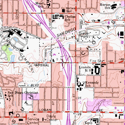 Topographic Map of Interchange 12A, CA