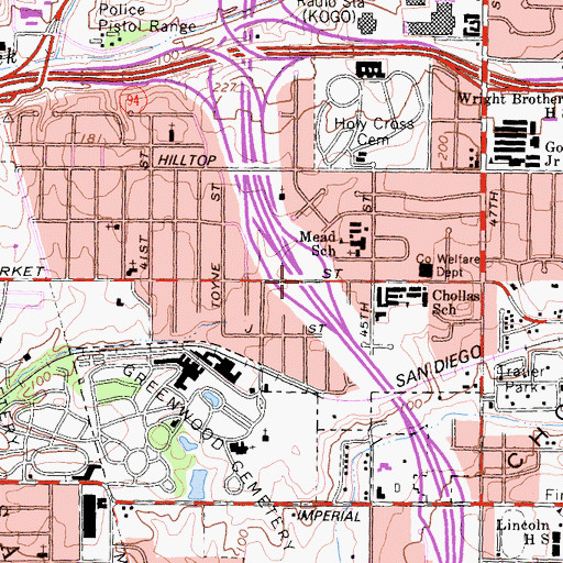 Topographic Map of Interchange 12B, CA