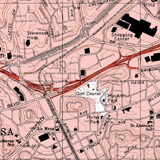 Topographic Map of Interchange 13A, CA