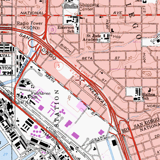 Topographic Map of Interchange 13A, CA
