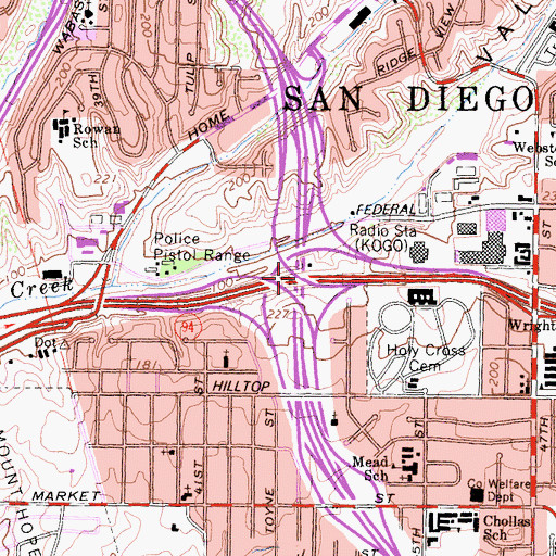 Topographic Map of Interchange 13A, CA