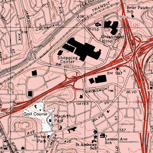 Topographic Map of Interchange 13B, CA
