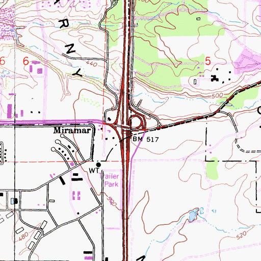 Topographic Map of Interchange 14, CA