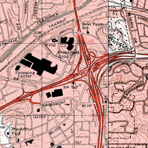 Topographic Map of Interchange 14A, CA