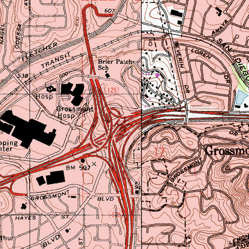 Topographic Map of Interchange 14B, CA
