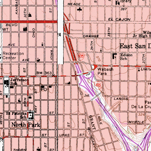 Topographic Map of Interchange 15, CA