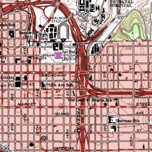 Topographic Map of Interchange 15B, CA