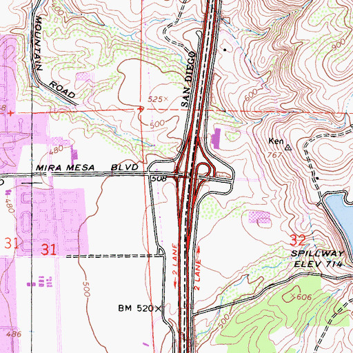 Topographic Map of Interchange 16, CA