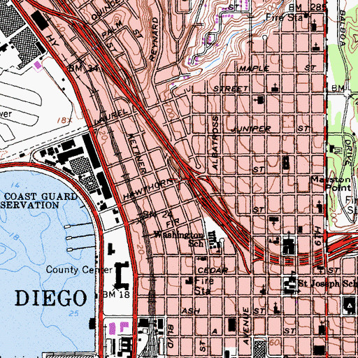 Topographic Map of Interchange 17A, CA