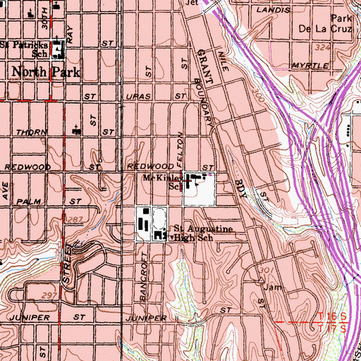Topographic Map of McKinley Elementary School, CA