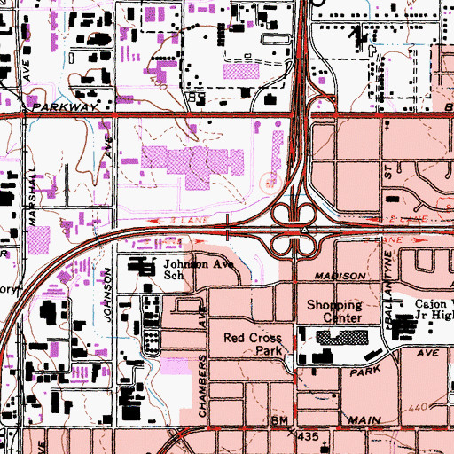 Topographic Map of Interchange 17B, CA