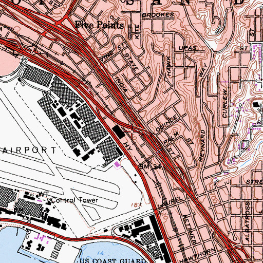 Topographic Map of Interchange 18A, CA