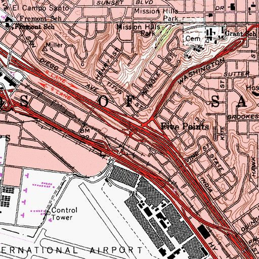 Topographic Map of Interchange 18B, CA