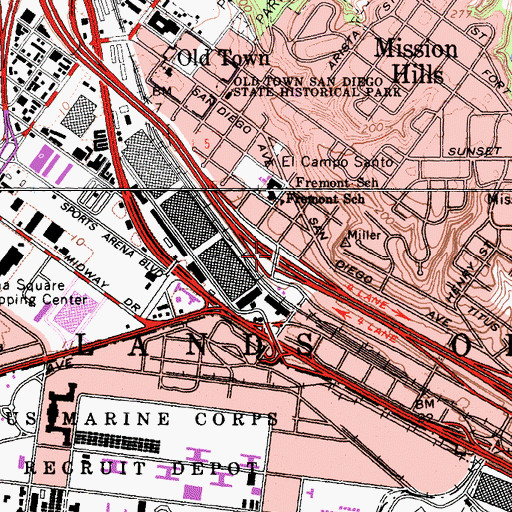 Topographic Map of Interchange 19, CA