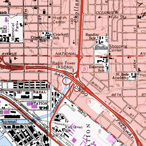 Topographic Map of Interchange 1A, CA