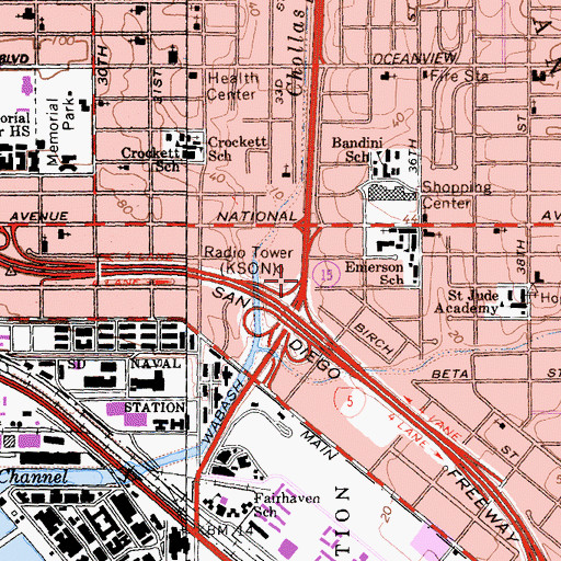 Topographic Map of Interchange 1B, CA