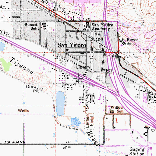 Topographic Map of Interchange 1B, CA