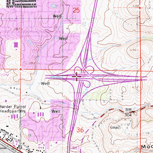 Topographic Map of Interchange 1B, CA
