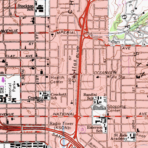 Topographic Map of Interchange 1D, CA