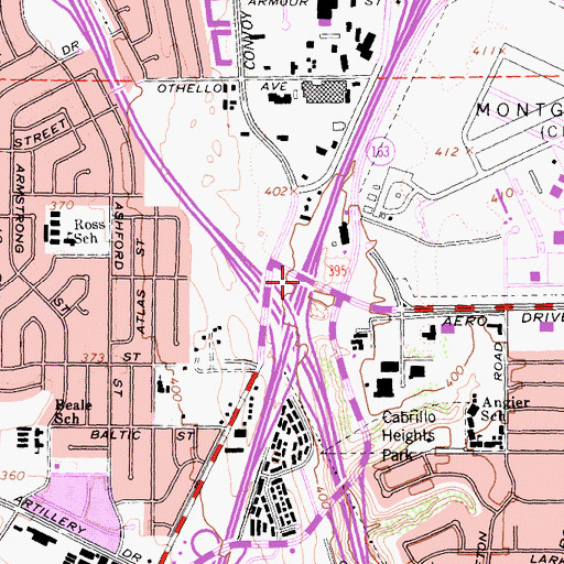 Topographic Map of Interchange 20A, CA