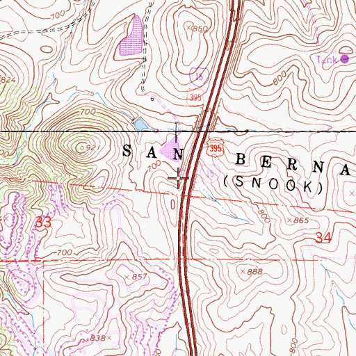 Topographic Map of Interchange 22, CA