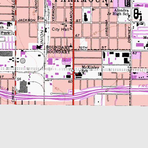 Topographic Map of McKinley School, CA