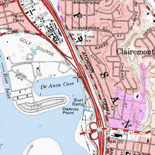 Topographic Map of Interchange 23A, CA
