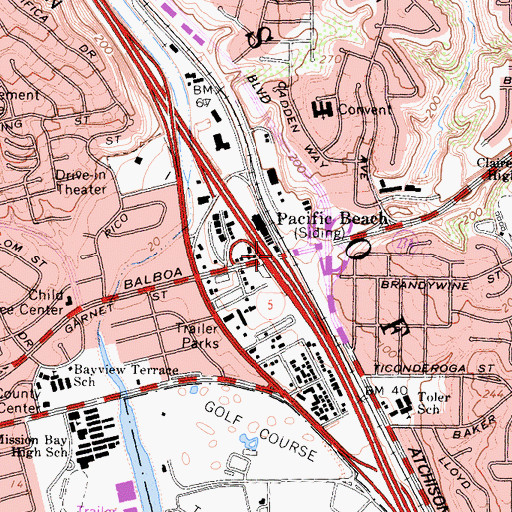 Topographic Map of Interchange 23B, CA