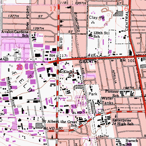 Topographic Map of McKinley Elementary School, CA