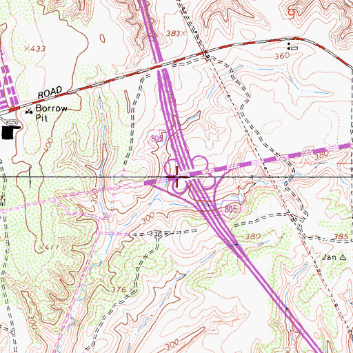 Topographic Map of Interchange 25B, CA