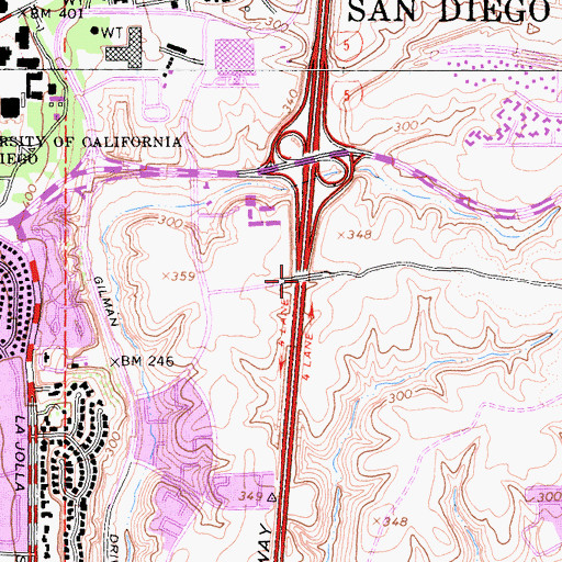 Topographic Map of Interchange 28A, CA