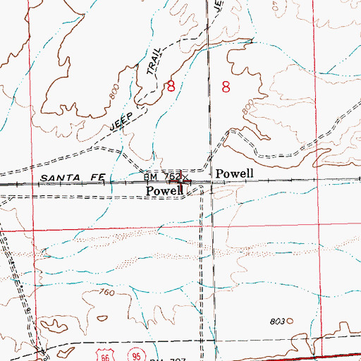 Topographic Map of Powell, AZ