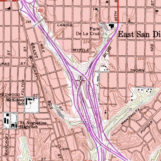 Topographic Map of Interchange 3, CA