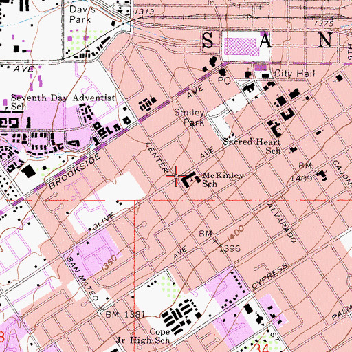 Topographic Map of McKinley Elementary School, CA