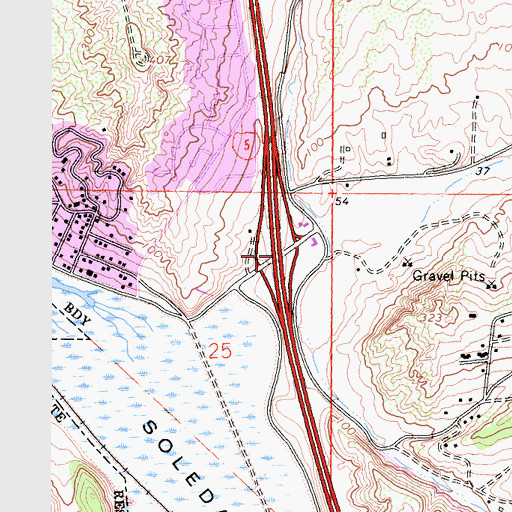 Topographic Map of Interchange 33A and 33B, CA