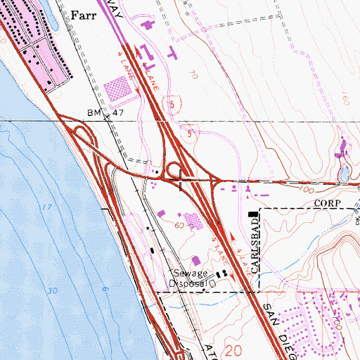 Topographic Map of Interchange 47, CA
