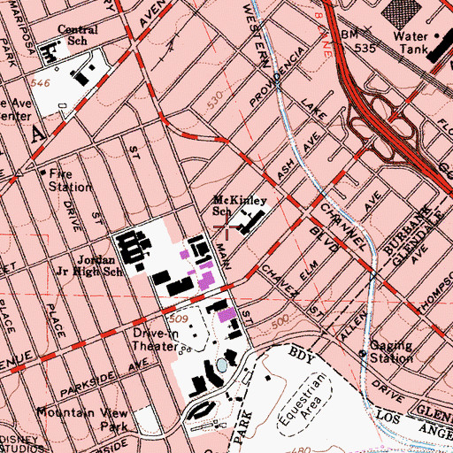 Topographic Map of McKinley Elementary School, CA